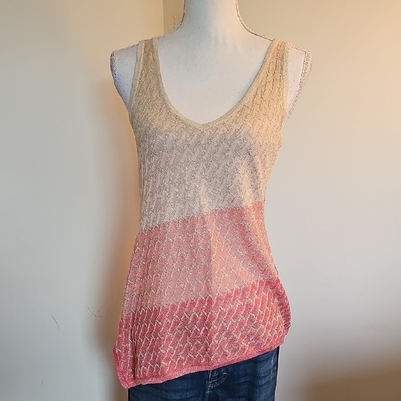 White House Black Market Pink and Cream Tank Top - Picture 1 of 5